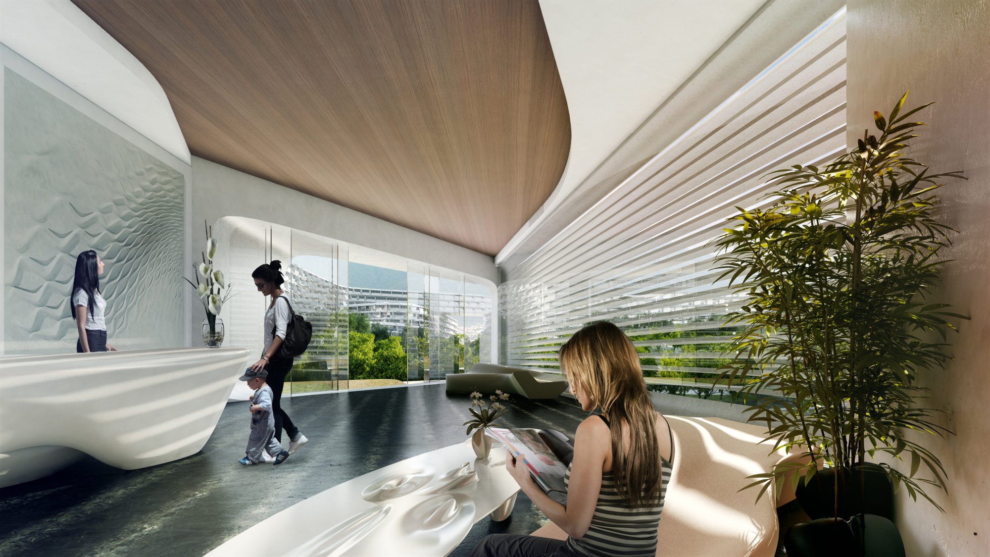 Interior escultórico del lobby